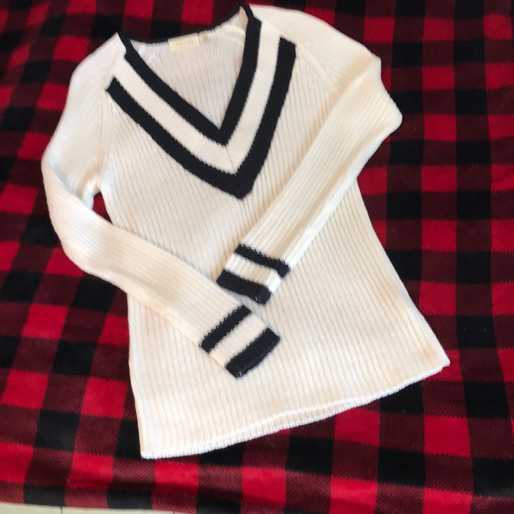 Black and white collegiate sweater